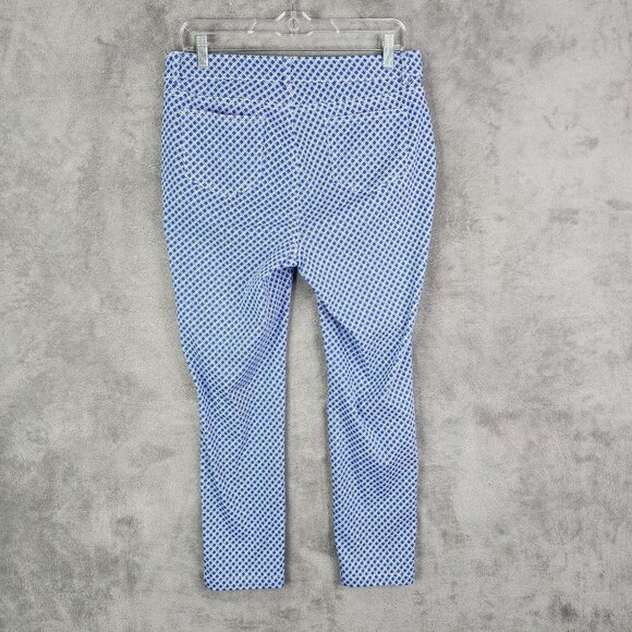 Women's Blue & White Rafaella Comfort Geometric Patterned Pants Stretch Size 10 - Picture 9 of 13